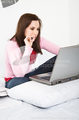 Image of Studying caucasian girl