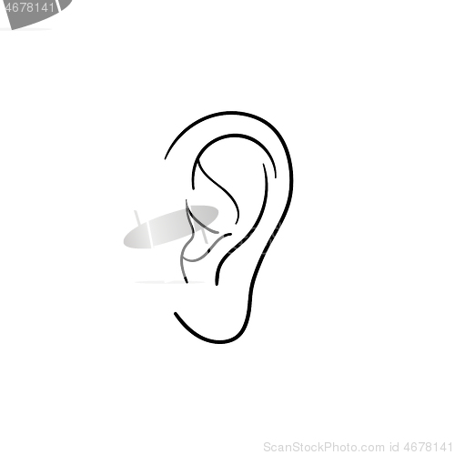 Image of Human ear hand drawn outline doodle icon.