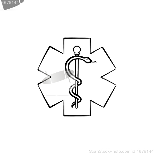 Image of The Star of Life hand drawn outline doodle icon.