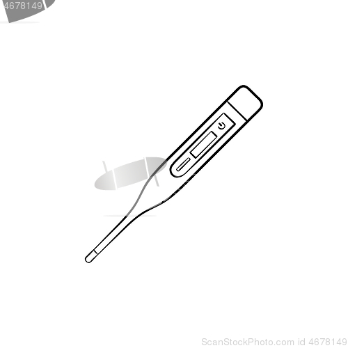 Image of Medical thermometer hand drawn outline doodle icon.