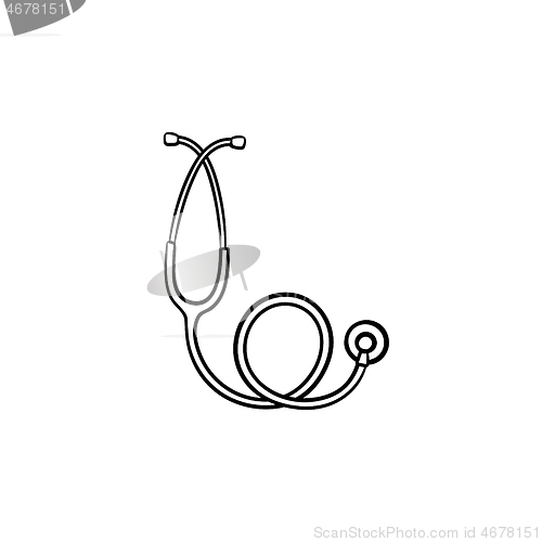 Image of Stethoscope hand drawn outline doodle icon.