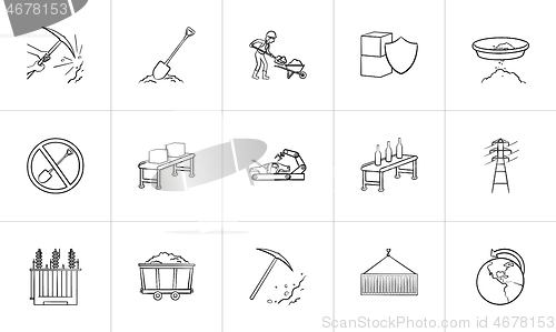 Image of Industry hand drawn sketch icon set.