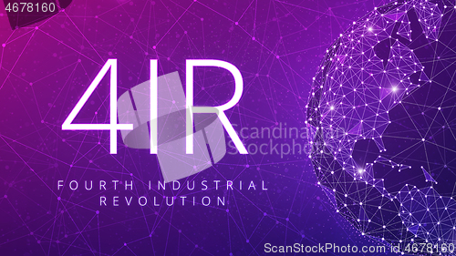 Image of 4IR Fourth industrial revolution on ultraviolet background