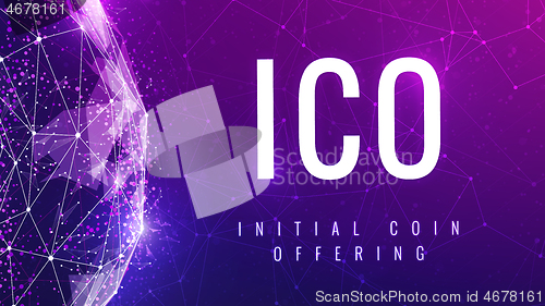 Image of ICO initial coin offering ultraviolet banner.