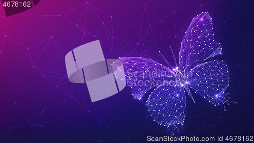 Image of Polygon butterfly on blockchain hud banner.