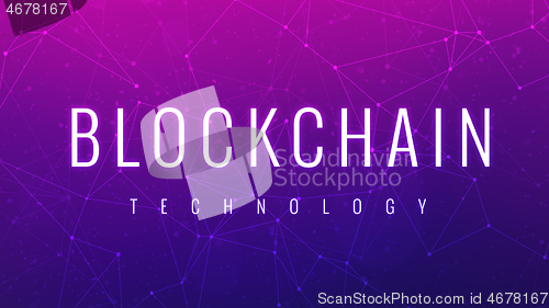 Image of Blockchain technology futuristic ultraviolet hud banner.