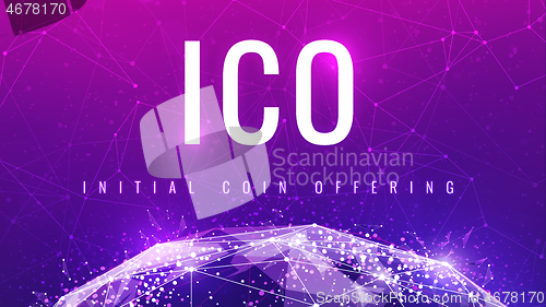 Image of ICO initial coin offering ultraviolet banner.