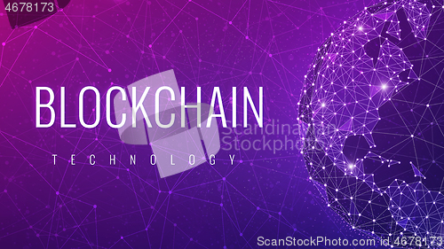 Image of Blockchain technology futuristic hud banner.