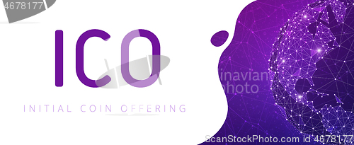 Image of ICO initial coin offering ultraviolet banner.