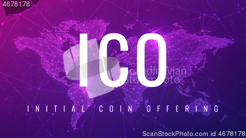 Image of ICO initial coin offering ultraviolet banner.