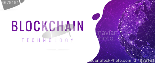 Image of Blockchain technology futuristic hud ultraviolet banner.