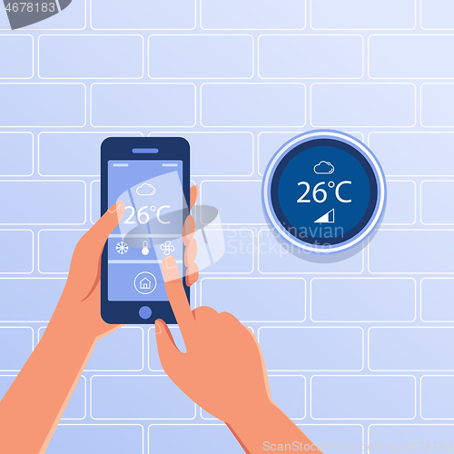 Image of Smart thermostat as smart home concept.