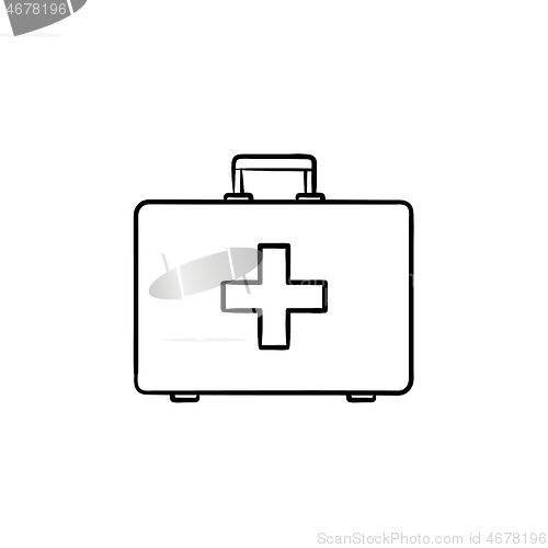 Image of First aid kit hand drawn outline doodle icon.