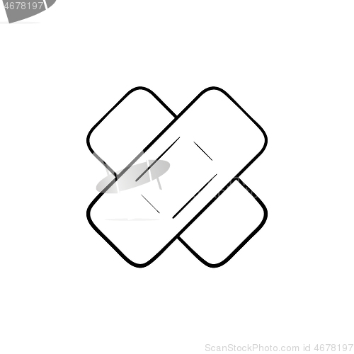 Image of Adhesive plaster hand drawn outline doodle icon.