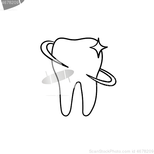 Image of Tooth health and dental care hand drawn outline doodle icon.