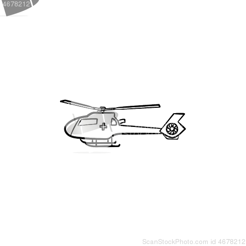 Image of Medical helicopter hand drawn outline doodle icon.