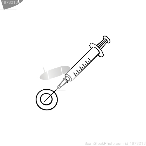 Image of Stomatology injection hand drawn outline doodle icon.