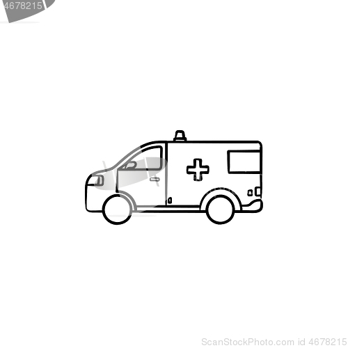 Image of Resuscitation car hand drawn outline doodle icon.