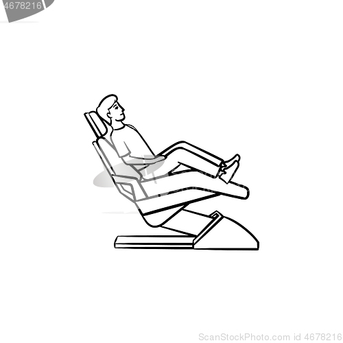 Image of Dental chair with a patient hand drawn outline doodle icon.