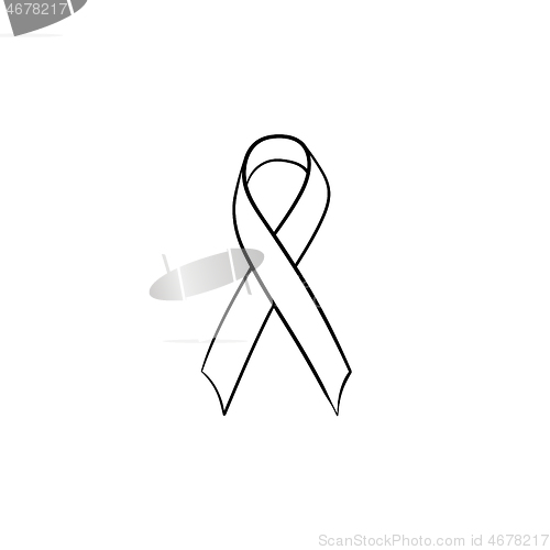 Image of Awareness ribbon hand drawn outline doodle icon.