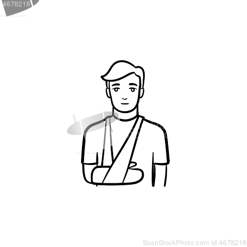 Image of Patient with broken arm hand drawn outline doodle icon