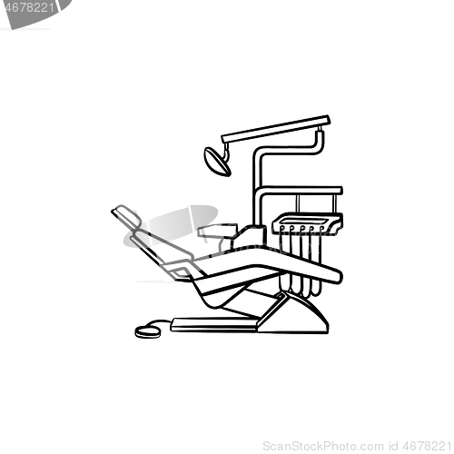 Image of Dental chair hand drawn outline doodle icon.