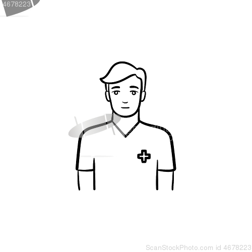 Image of Male nurse hand drawn outline doodle icon.