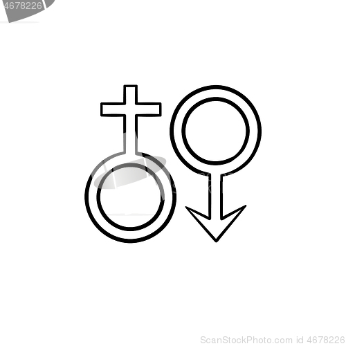 Image of Female male genger symbols hand drawn outline doodle icon.