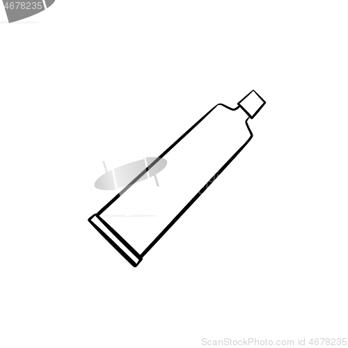 Image of Toothpaste tube hand drawn outline doodle icon.