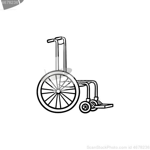 Image of Wheelchair hand drawn outline doodle icon.