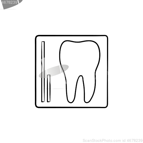 Image of Tooth x-ray hand drawn outline doodle icon.