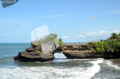 Image of Pura Batu Bolong in the rock in Bali, Indonesia