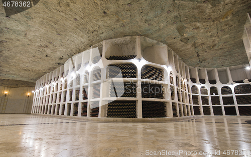 Image of Underground winery, bottles in cellars
