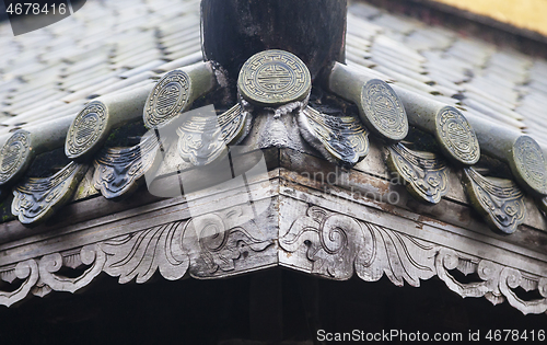 Image of Close up of roof of Buddhist temple