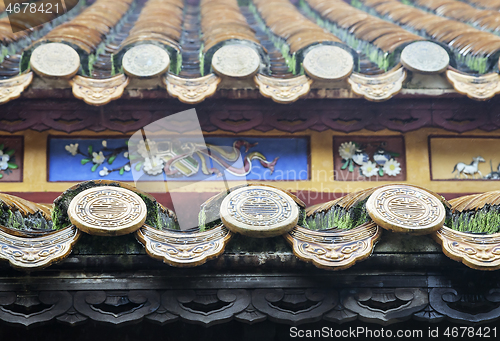 Image of Close up of roof of Buddhist temple