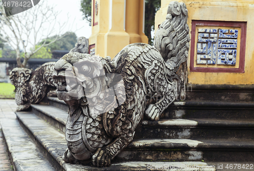 Image of Dragon-shaped handrail in Hue Imperial Palace