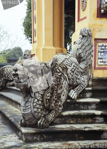 Image of Dragon-shaped handrail in Hue Imperial Palace