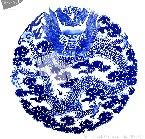 Image of Chinese dragon painted on a ceramic vase