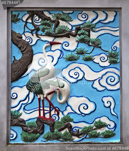 Image of Hanoi, VIETNAM - JANUARY 12, 2015 - Ceramic decoration of entrance in Ngoc Son temple, Hanoi