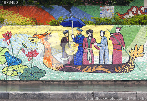 Image of Hanoi, VIETNAM - JANUARY 12, 2015 - Ceramic mosaic mural in Hanoi