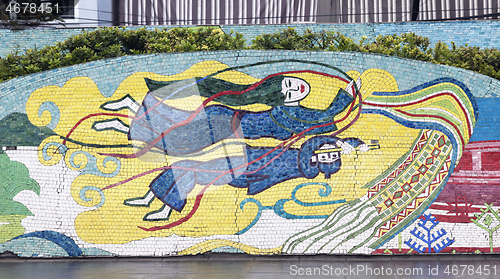 Image of Hanoi, VIETNAM - JANUARY 12, 2015 - Ceramic mosaic mural in Hanoi