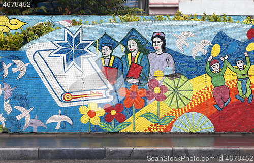 Image of Hanoi, VIETNAM - JANUARY 12, 2015 - Ceramic mosaic mural in Hanoi