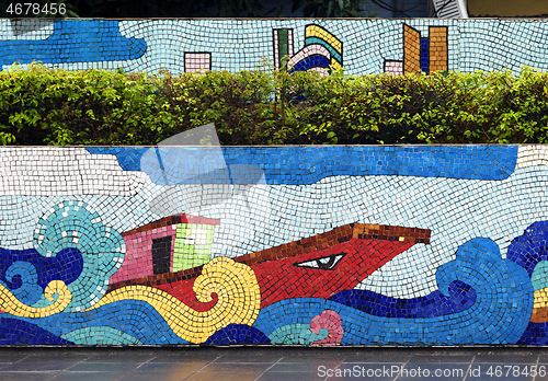 Image of Hanoi, VIETNAM - JANUARY 12, 2015 - Ceramic mosaic mural in Hanoi