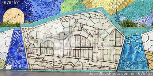 Image of Hanoi, VIETNAM - JANUARY 12, 2015 - Ceramic mosaic mural in Hanoi