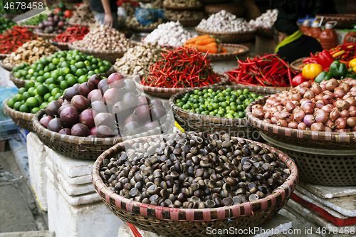 Image of Fruits and spices at a market in Vietnam