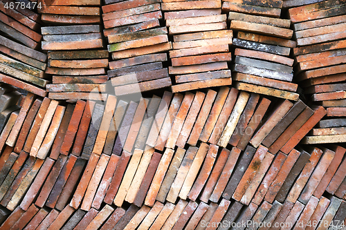 Image of Background of old clay tiles in a pile