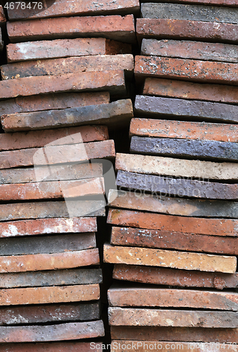 Image of Background of old clay tiles in a pile