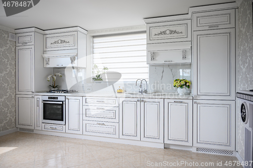 Image of Luxury modern classic white kitchen interior