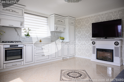 Image of Luxury modern classic white kitchen interior