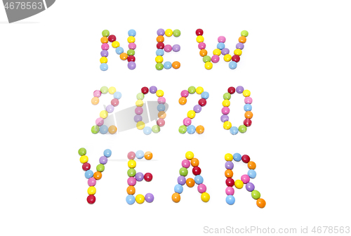 Image of "New Year 2020" from multicolored sweets candy